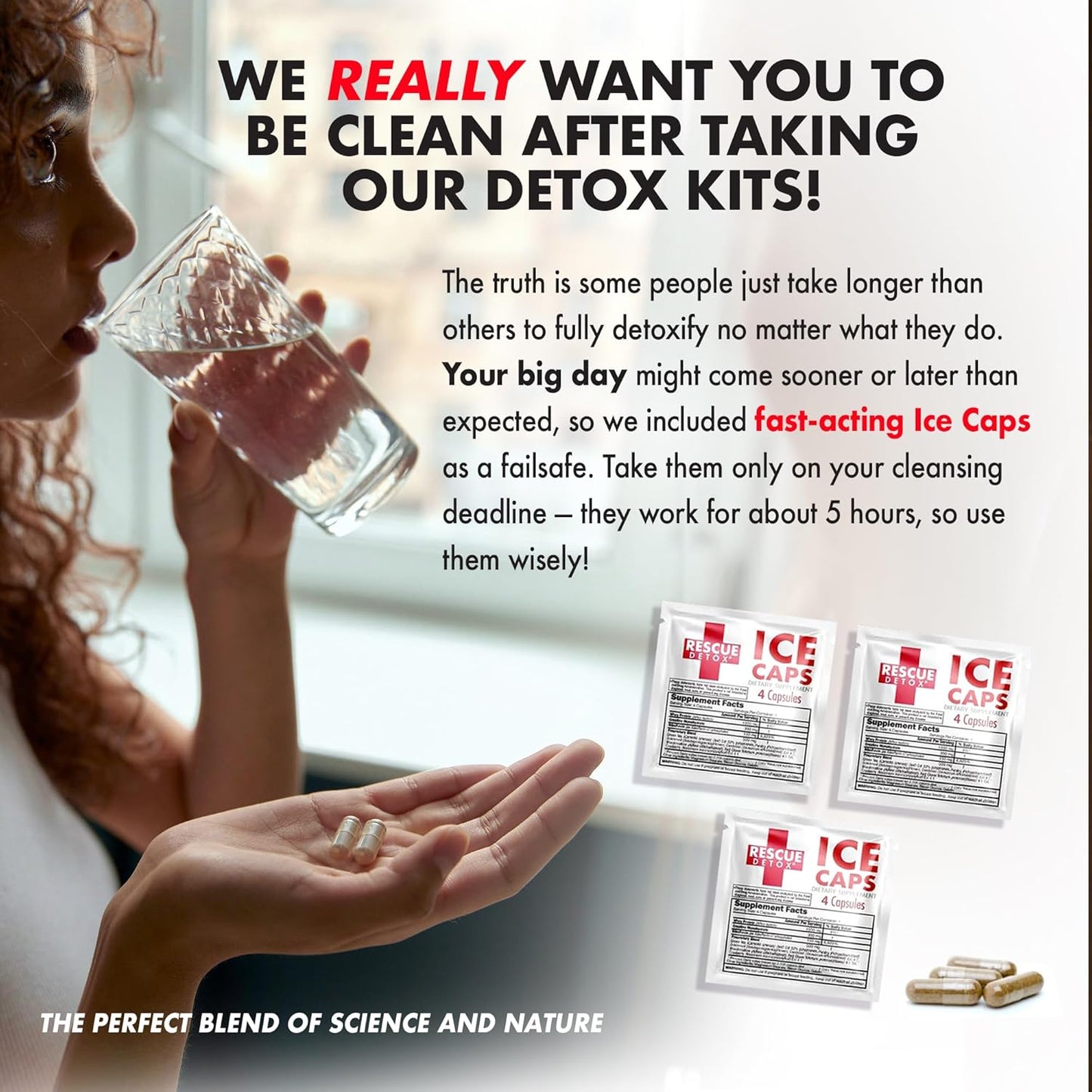 Rescue Detox 7 Day Thermogenic Permanent Detox Kit - Full Body Detox Cleanse for Women and Men - Body Detox Pills for Stomach Detox Cleanse - 100ct Capsules with Bonus Instant Ice Caps