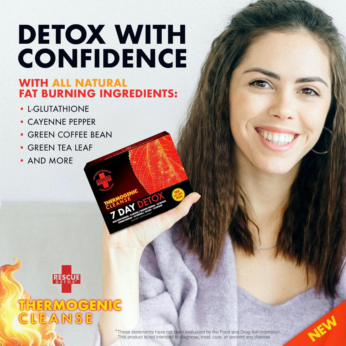 Rescue Detox 7 Day Thermogenic Permanent Detox Kit - Full Body Detox Cleanse for Women and Men - Body Detox Pills for Stomach Detox Cleanse - 100ct Capsules with Bonus Instant Ice Caps
