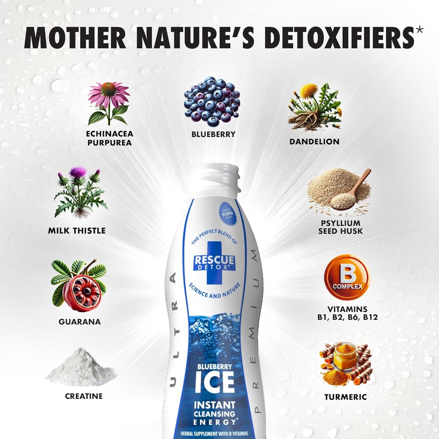 Rescue Detox ICE - Blueberry Flavor | Maximum Strength (32oz) (17oz, Blueberry)